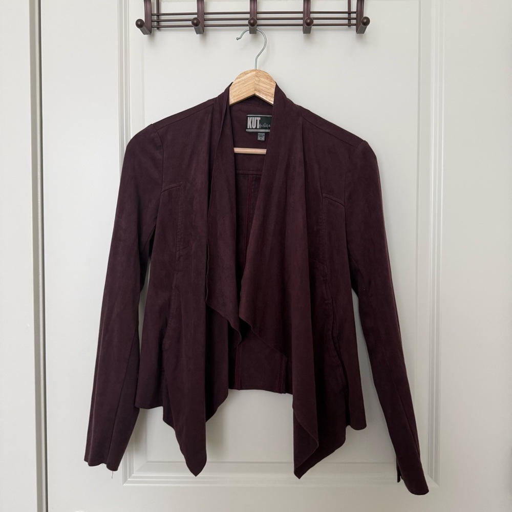 Kut from the Kloth Women's Faux Suede Deep Plum Blazer